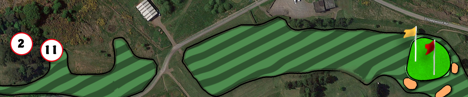 Hole 2 & 11 — tee positions and layout