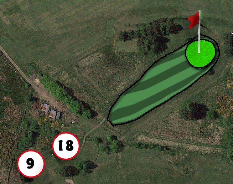 Hole 9 & 18 — tee positions and layout